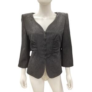 Armani Collezioni Blazer Women’s Size 12 Made In Italy Silk Embroidered Black